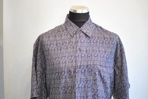 Vintage PRINTED SILK SHIRT , men's yachting relax
