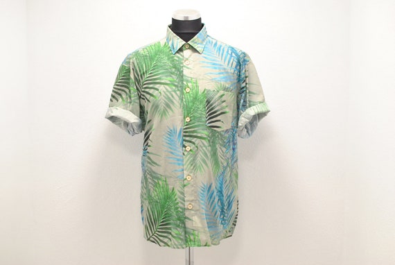 Vintage Printed summer shirt , men's cotton shirt