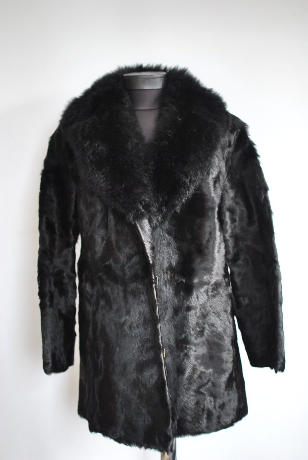 Vintage COW HIDE Fur Jacket With Lamb Fur Collar - Etsy