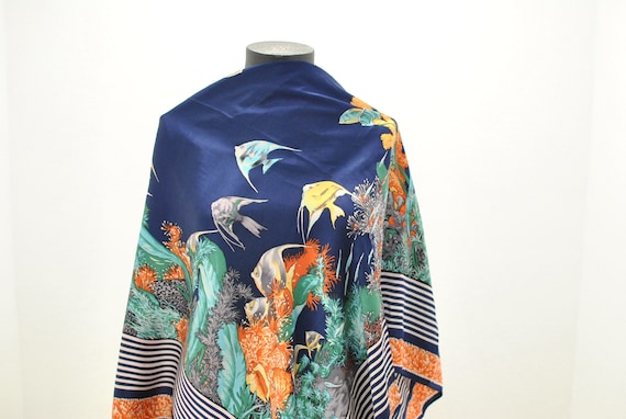 Vintage Printed Silk scarf , big size scarf.......
