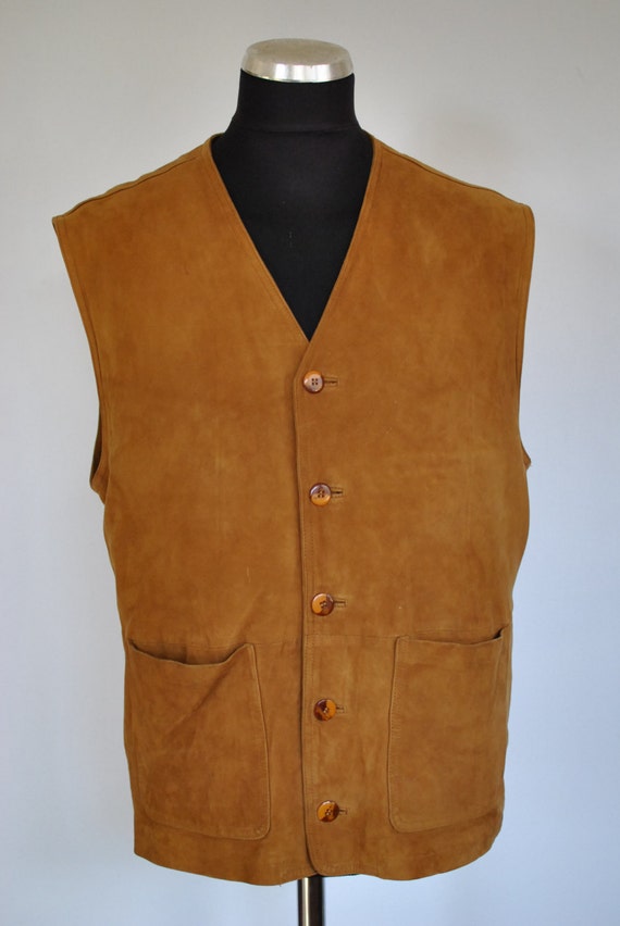 Vintage SUEDE LEATHER VEST , men's leather vest...