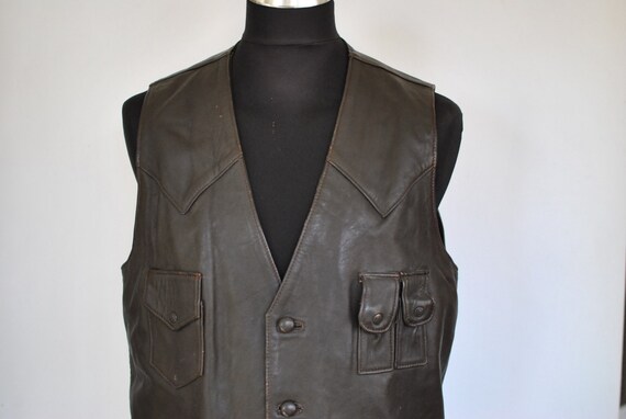 Vintage LEATHER VEST , men's leather vest.........