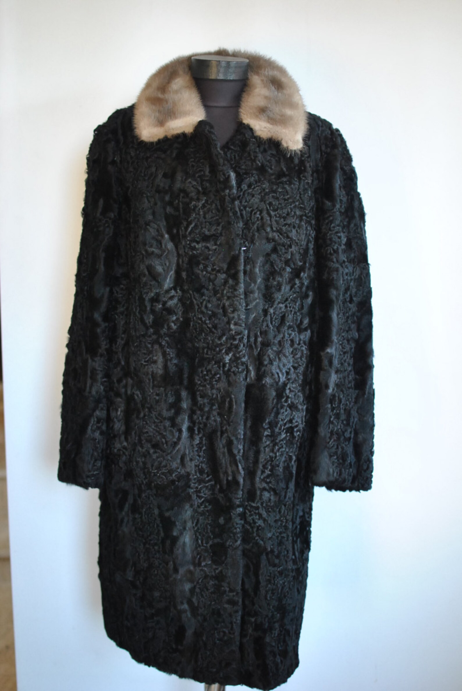 Vintage ASTRAKHAN FUR COAT With Mink Fur Collar Etsy Australia