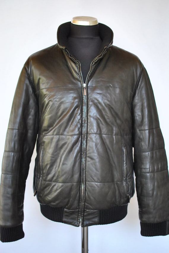 Vintage MEN'S BOMBER leather jacket vintage jacket | Etsy