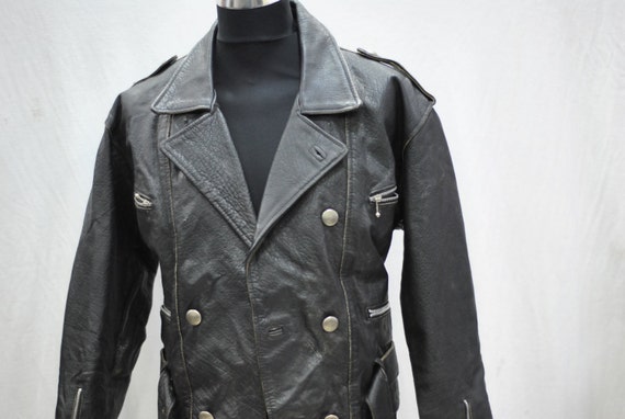 Vintage LEATHER JACKET , biker jacket , men jacke
