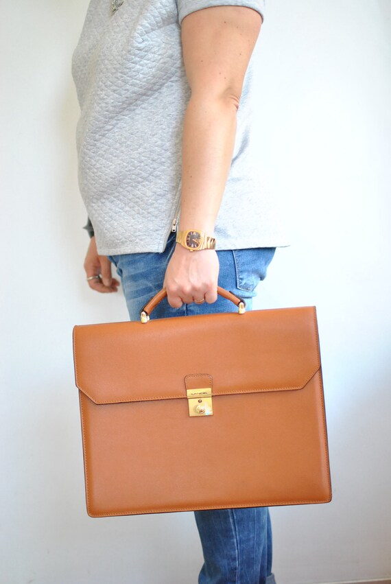 Vintage LANCEL PARIS MEN'S leather briefcase , the