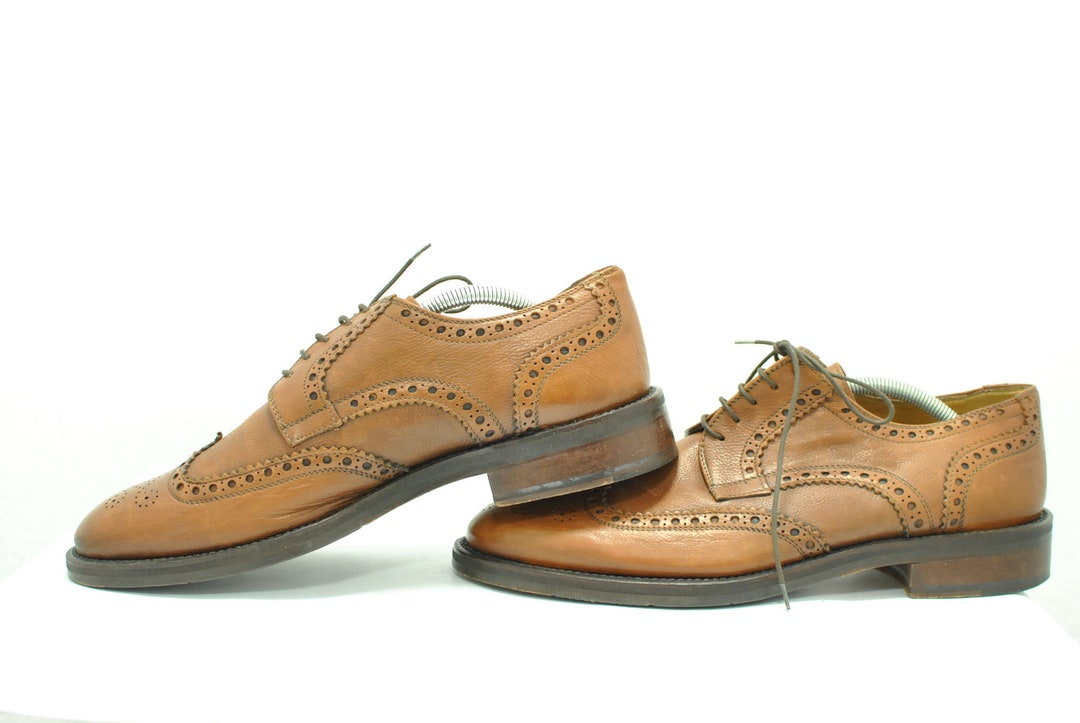 Vintage Men's Leather Office Shoes Oxford Pattern Shoes Etsy