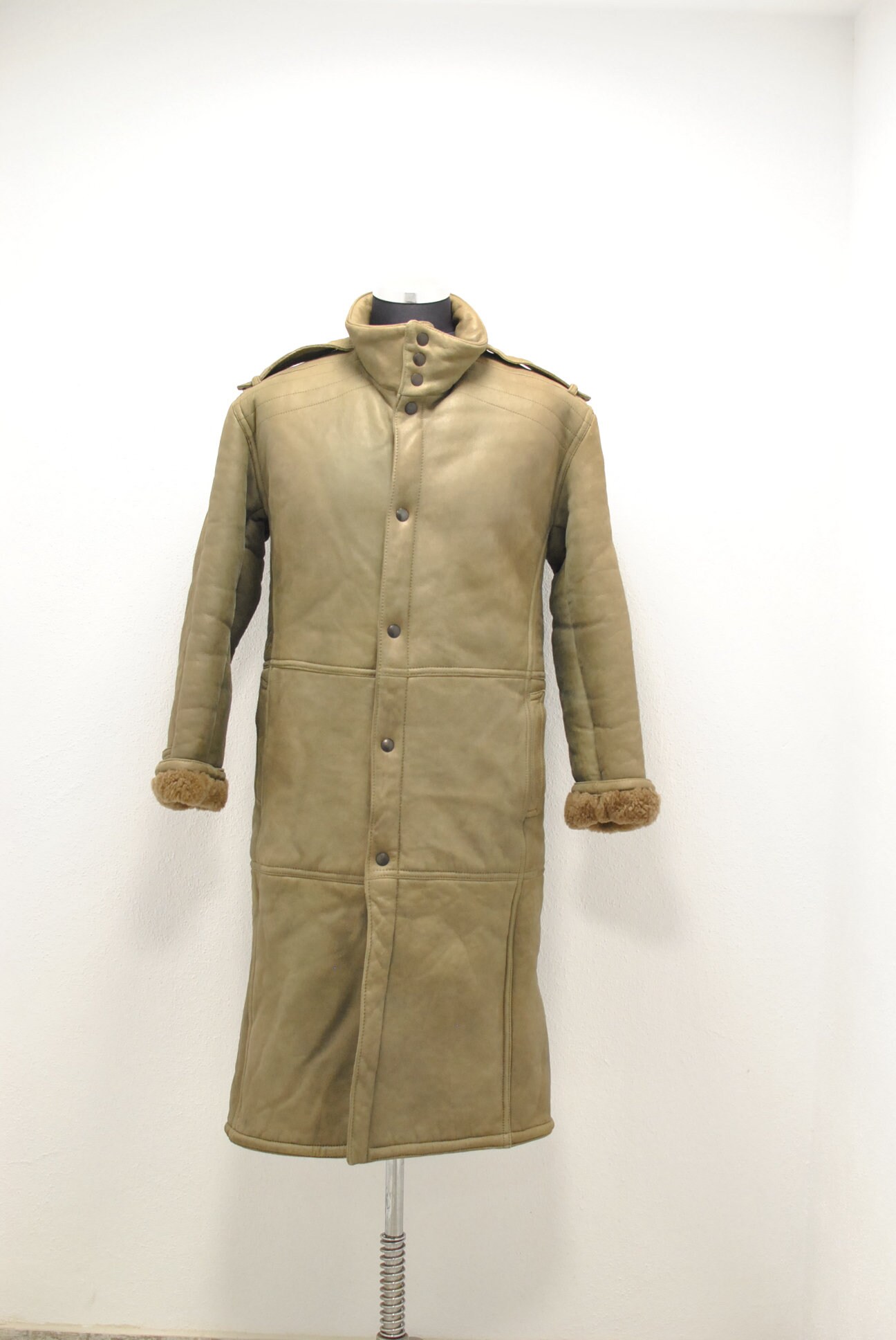 Vintage Lambskin men's long coat winter coat size M Etsy