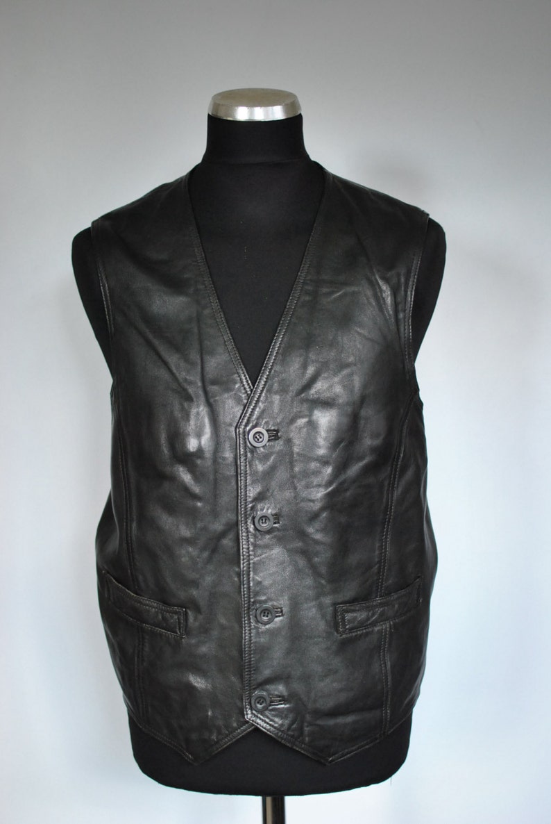 Vintage LEATHER VEST Men's Leather Vest ....022 | Etsy