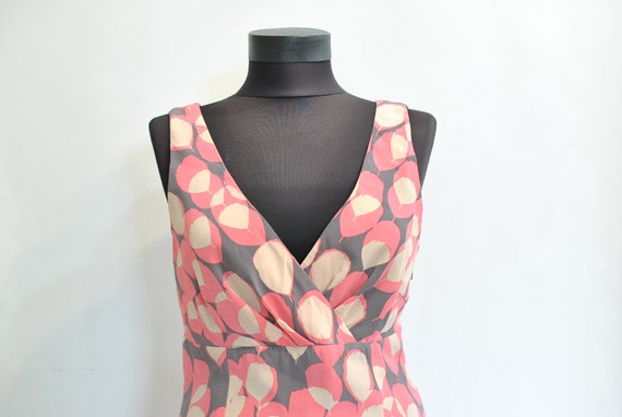 Vintage PRINTED SILK DRESS , maxi long summer dres