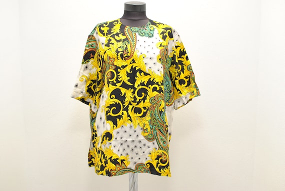 Vintage Printed Silk summer blouse , women's blous