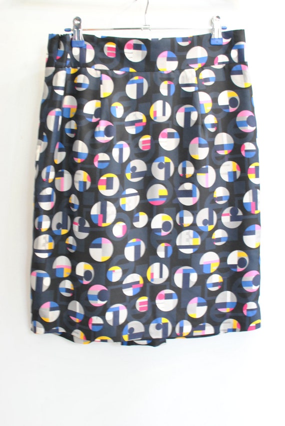 Vintage PRINTED SILK SKIRT , women's summer skirt