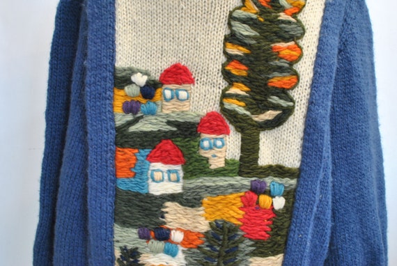 Vintage HANDMADE WOOL CARDIGAN , women's wool card