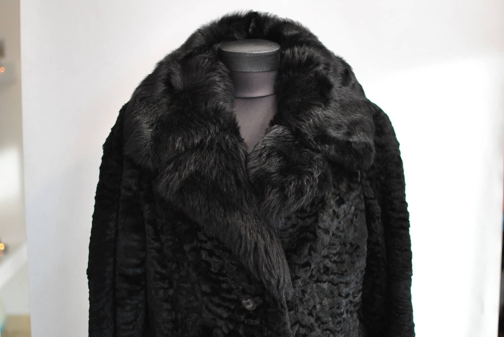 Vintage Lamb Fur Coat With Fox Fur Collar full Length - Etsy