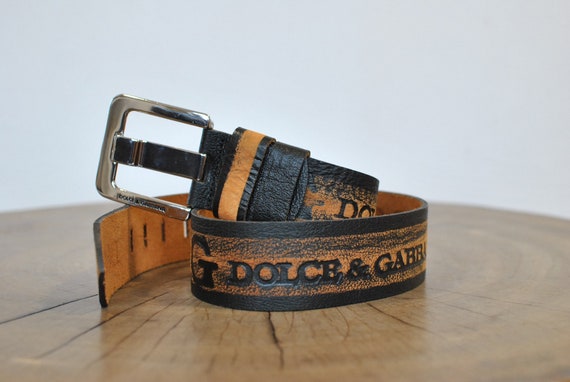 Vintage Men's leather belt , designer belt .......