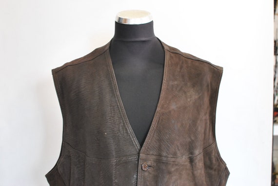 Vintage MADDOX MEN'S LEATHER vest , biker vest , m