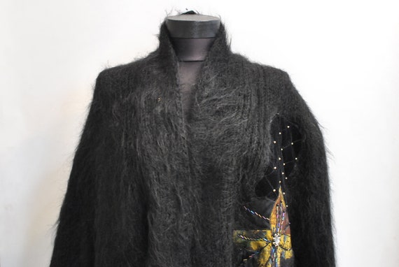 Vintage HANDMADE WOOL WOMEN'S cardigan , oversize