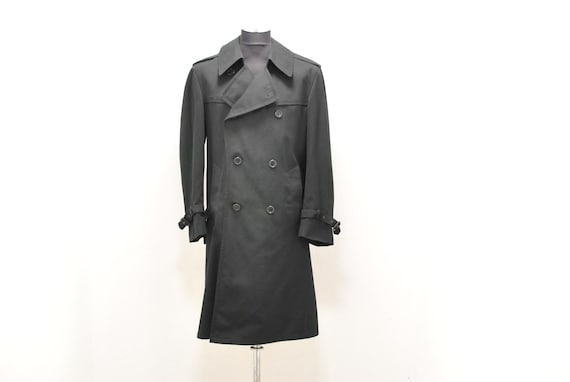 Vintage Men's trench coat , men's black trench pa