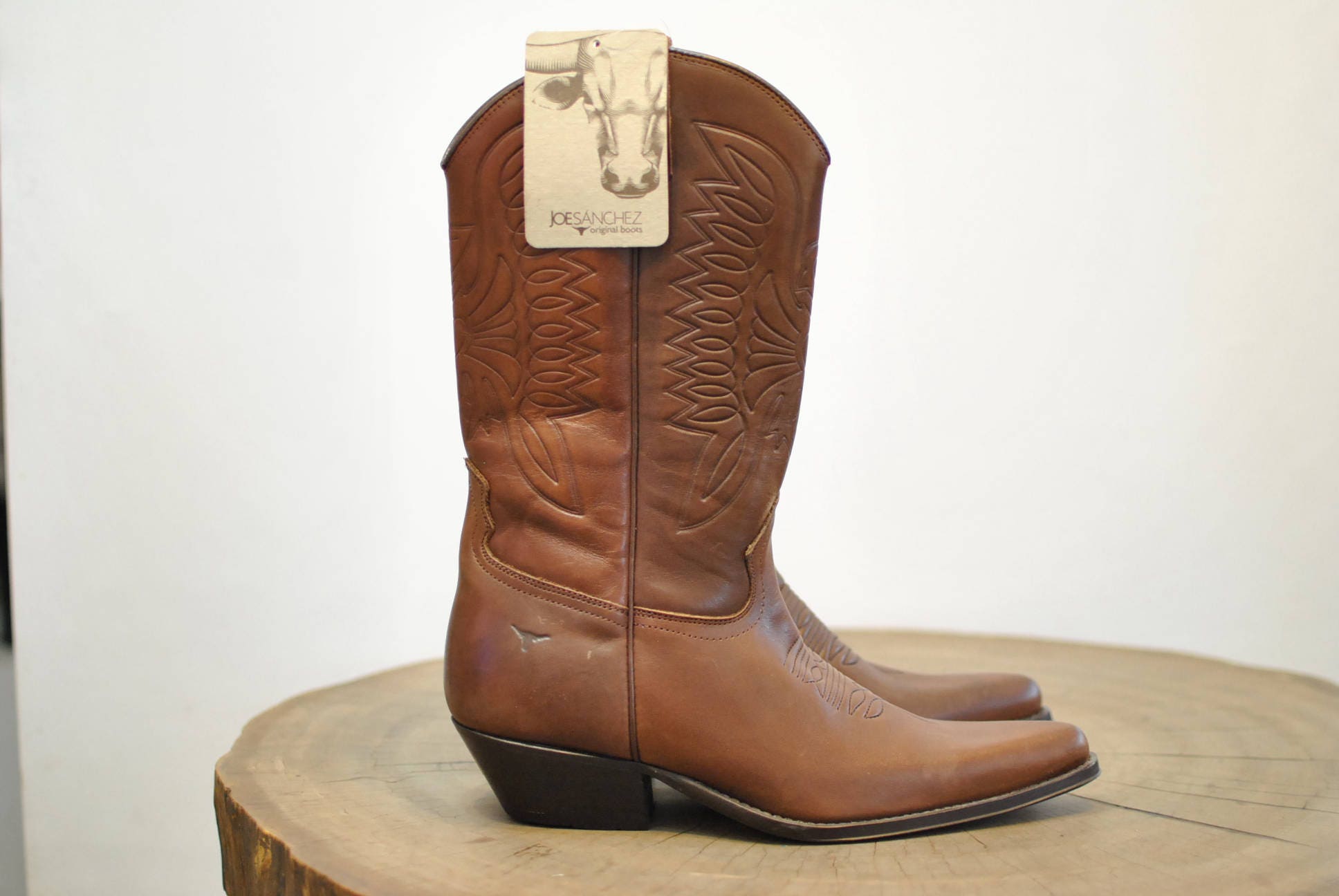 Vintage Bota Vaquera de cuero JOSE SANCHEZ los hombres | Etsy México