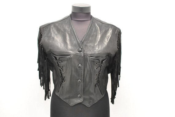 Vintage Fringe Leather vest , women's leather vest