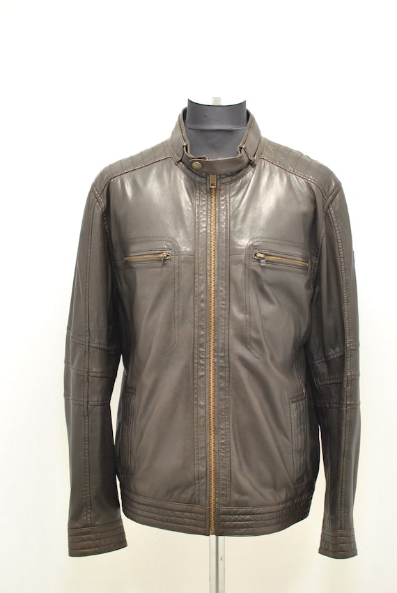Vintage men's leather jacket , soft leather jacket , … Gem