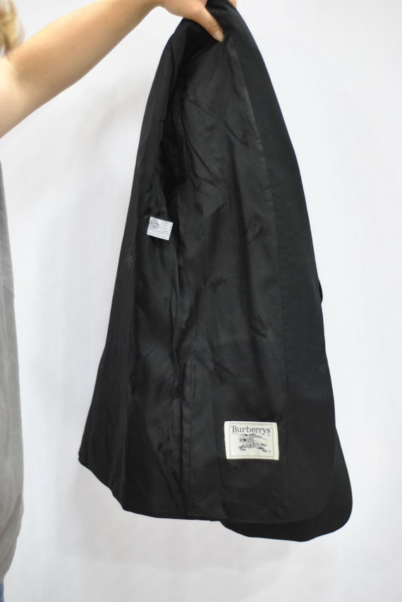 Vintage BURBERRYS pure wool women's black blazer.