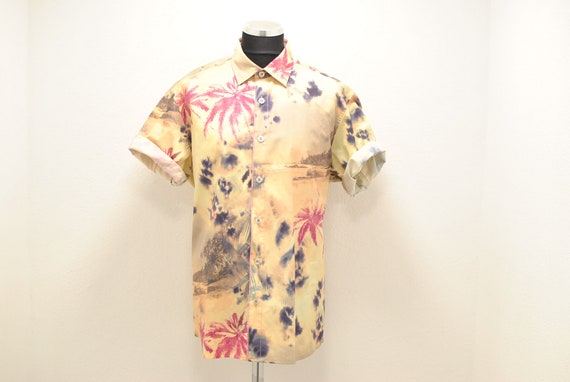 Vintage Printed cotton shirt , summer men's shirt