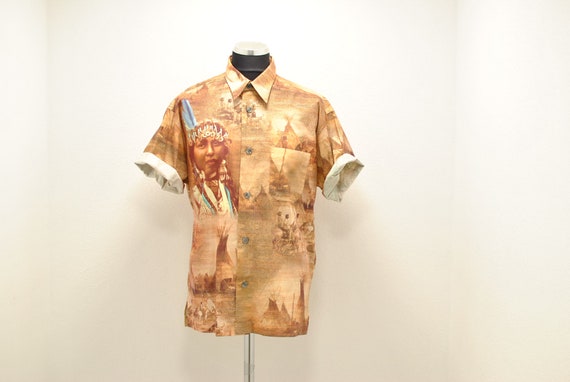 Vintage Printed summer cotton shirt , native print