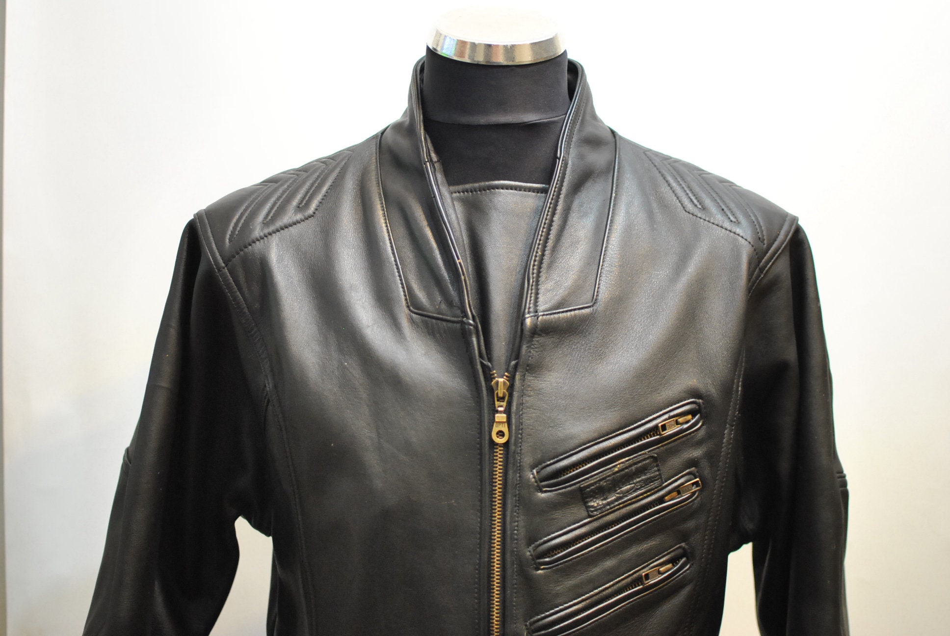 Vintage Hein Gericke Motorcycle Leather Jacket , Men's Biker jacket(675)