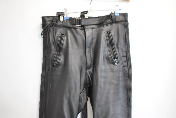 Vintage MOTORCYCLE LEATHER PANTS , men's leather p