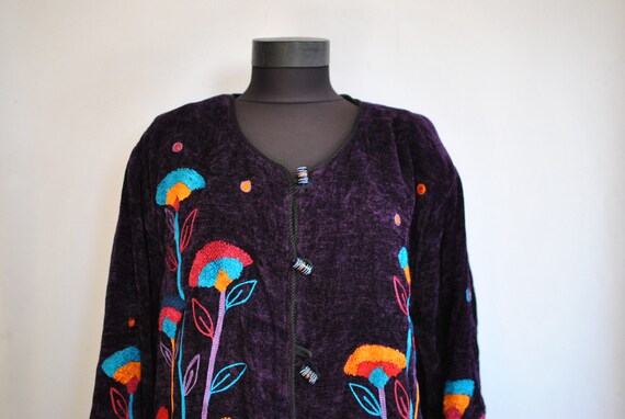 Vintage HANDMADE FASHION CARDIGAN , handmade glass
