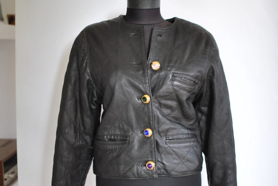 Vintage LEATHER JACKET , women's black leather jac
