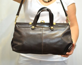 Vintage Leder Schultertasche, Damen Ledertasche... (614)