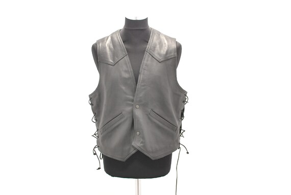 Vintage MEN'S LEATHER VEST , motorcycle leather ve