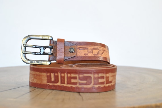 Vintage Diesel leather belt , men's leather belt..