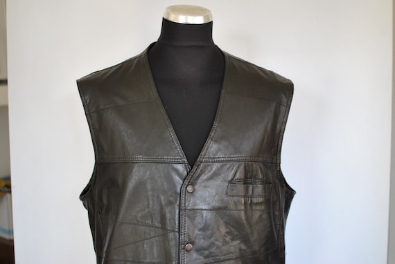 Vintage LEATHER VEST , men's leather vest.........