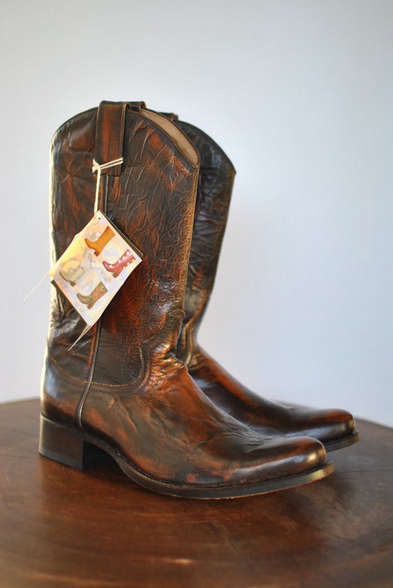 Vintage SENDRA advance patina leather boots cowboy boots | Etsy