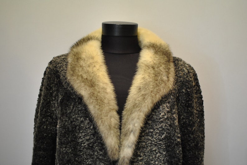 Vintage ASTRAKHAN Lamb Fur Full Length Coat With Mink Collar - Etsy