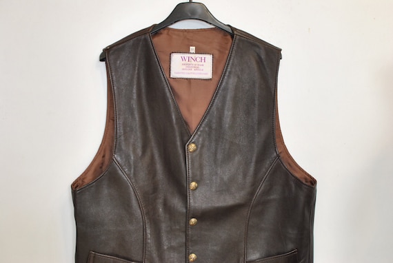 Vintage LEATHER VEST , men's leather vest ........