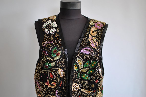 Vintage SEQUIN VEST , women's elegant vest........