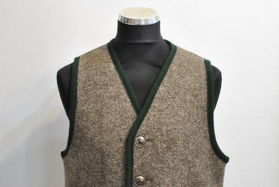 Vintage WOOL MEN'S VEST , charming folk vest......