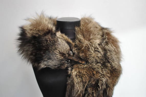 Vintage FOX FUR COLLAR , full body fur collar, ext