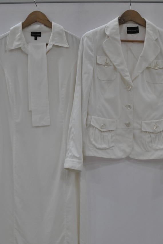 Vintage RENA LANGE white suit , women's dress , de