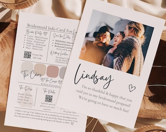 Bridesmaid Information Card Template, Modern Minimalist Infographic (Canva)