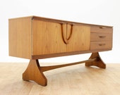 SALE!! WOW! Mid Century teak Credenza/ Drinks Cabinet with Wishbone Pulls MCM. Vintage.