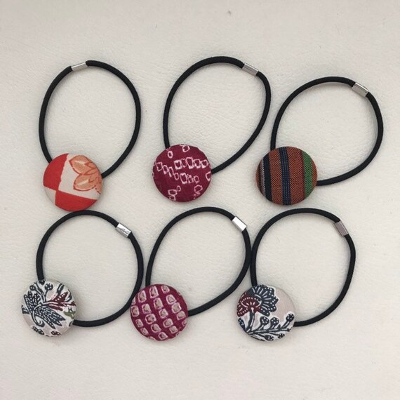 Cool Pony Holder Brown Hair Ties Japanese Kanji Covered Etsy