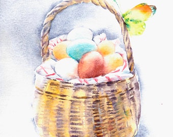 Set of Easter Cards, Seasonal greetings card, Easter Greetings card, Bunny, Rabbit, Daffodils, easter basket, easter eggs, Spring card