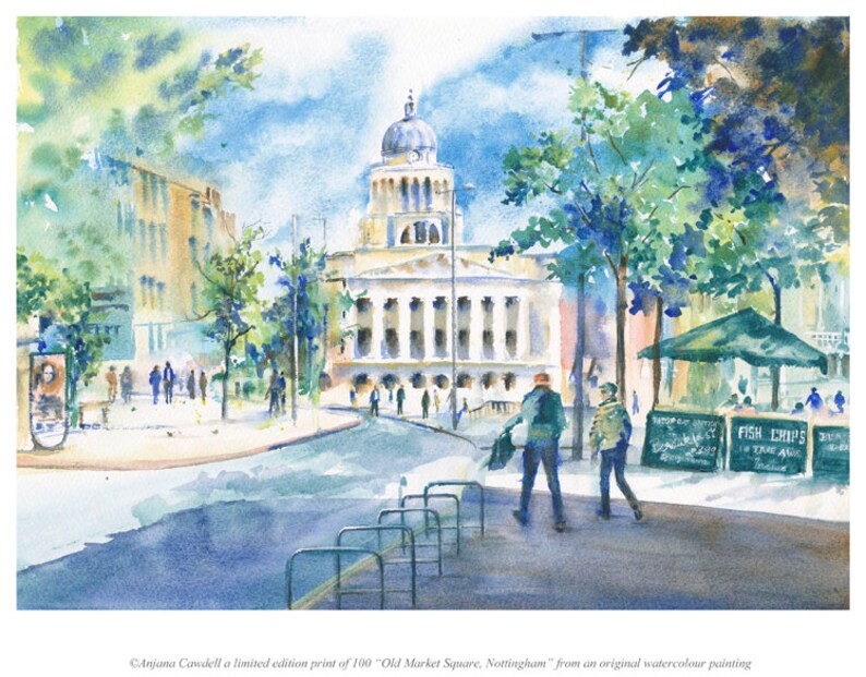 Nottingham Wall Art Fine Art Giclee Print Old Market Square Etsy
