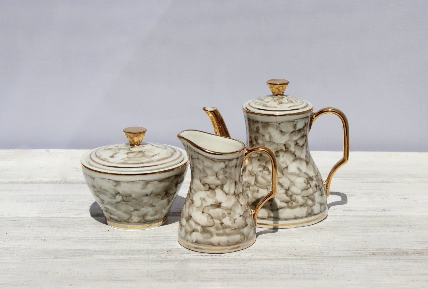 Vintage coffee serving set Coffee Pot Sugar Bowl Creamer Etsy