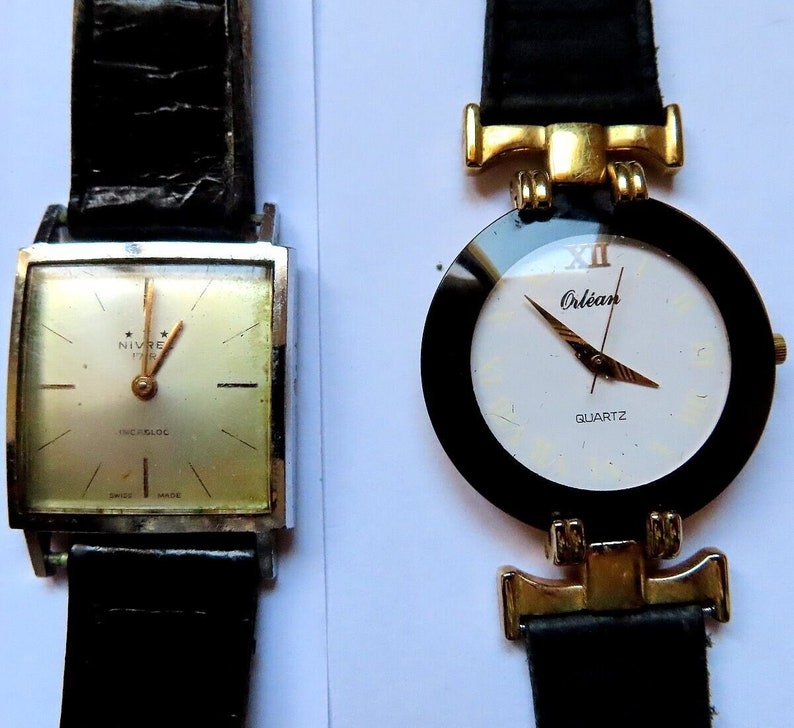 Lot 9 Vintage Watches, 2 Seiko, Gucci, Nivrel, Mondu, Milan, Davidov